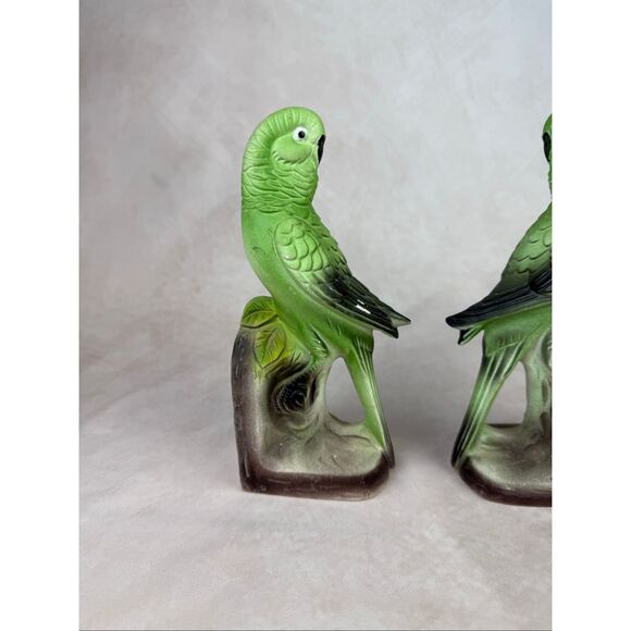 Vintage Green Ceramic Parrot Bookends Bird - Picture 8 of 12